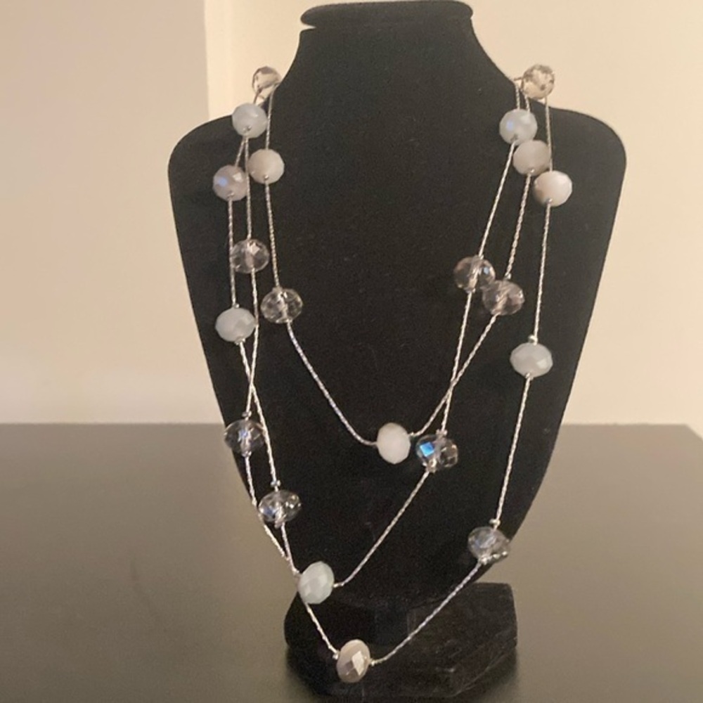 Elegant Silver and White Beaded Necklace